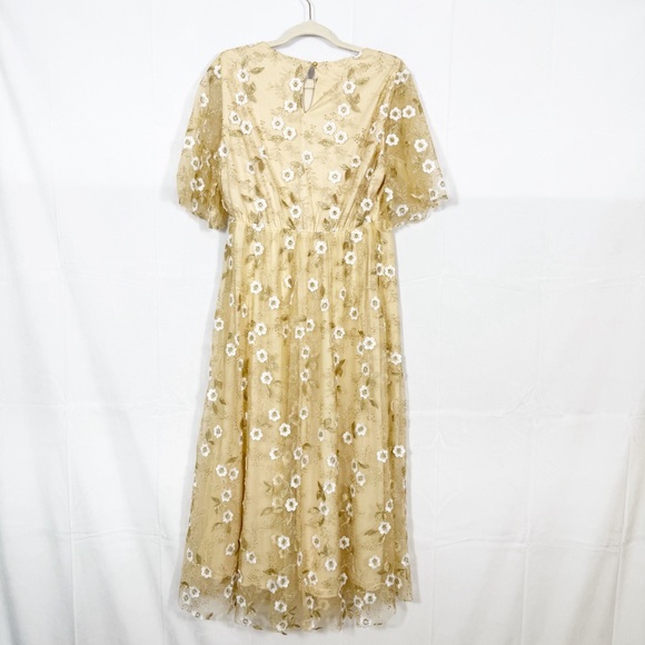Baltic Born Arabella Embroidered Tulle Maxi Dress: Gold White Floral Event - Picture 4 of 16
